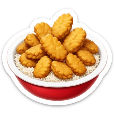 Bol carton de couleur rouge avec nuggets mélanger avec du riz sticker