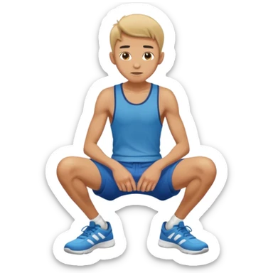 A skinny man squatting with his hands on his knees sticker