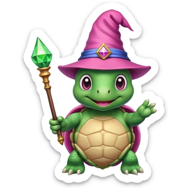 Pink wizard turtle sticker