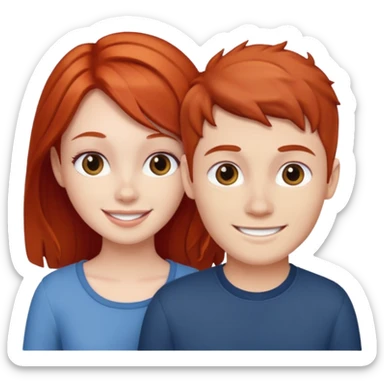 red head girl with brunette boy couple sticker
