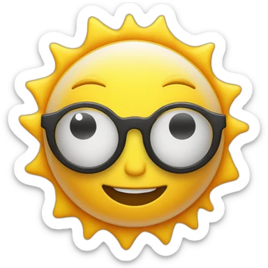 A sun cartoon with glases sticker