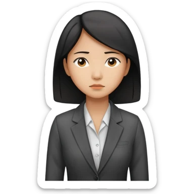 sad asian women office worker sticker