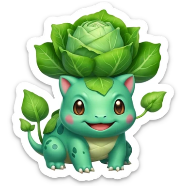 Bulbasaur with a green closed cabbage-like-sprout-bulb on back  sticker