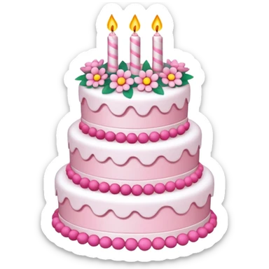 White and pink birthday cake sticker