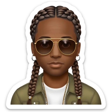 Travis Scott emoji with signature braids and stylish look sticker