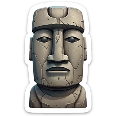 Moai Emoji With the rock face sticker