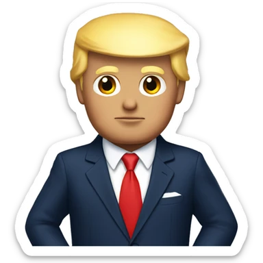 Donald Trump wearing navy suit with a red tie  sticker