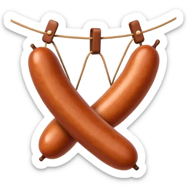 sausages threaded on a string 
Apple emoji style sticker