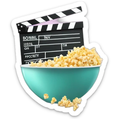 CLAPPERBOARD AND BOWL OF POPCORN sticker