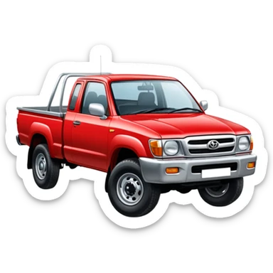 Red 1999 hilux with a full steel tray sticker