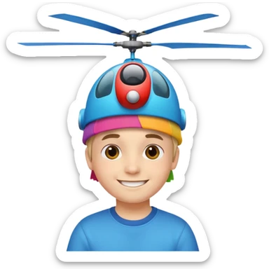 Boy wear colorful Spinning Helicopter hat sticker