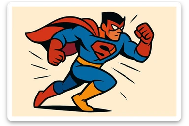 superhero suit, dynamic pose, vibrant colors sticker