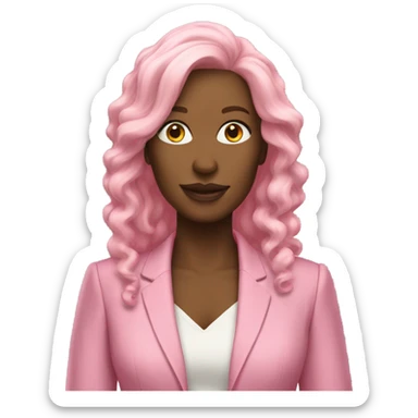 secretary-like white women with loose long pink hair in pink suit sticker