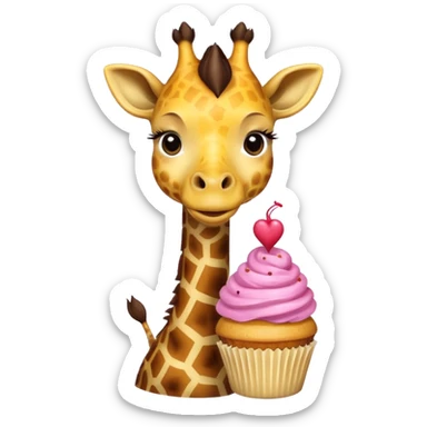 giraffe with cupcake sticker