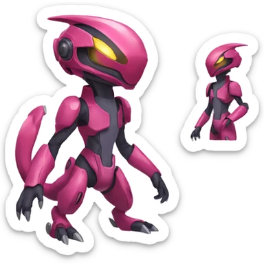 a Genesect-Raptor-Fakémon—hybrid with a futuristic visor-helmet full body sticker