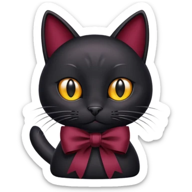 Black cat with burgundy 🎀 sticker
