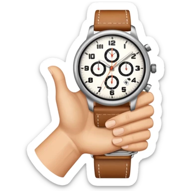 Just the finger like in the 4 picture but the watch on top of the sleeve, literally this emoji (👈) but with a Watch and a sleeve sticker