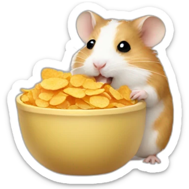 Hamster eating cornflakes sticker