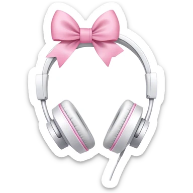 White aesthetic headphones with bow sticker