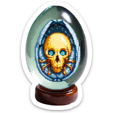 cranial, eye, MRI, SCAN, egg, embryonic, inside of glass egg, dark creature, eerie, otherworldly, crystal embryo, tiny embryo. fetoid shape sticker