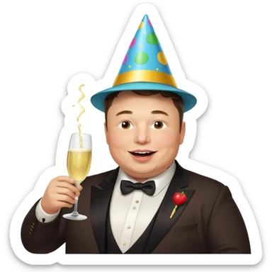 overweight happy realistic elon musk partying sticker