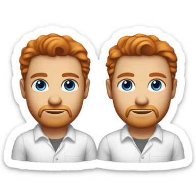 Portrait of an adult guy with red hair, serious face, light skin, brown stubble, blue eyes, wearing a white office shirt. sticker