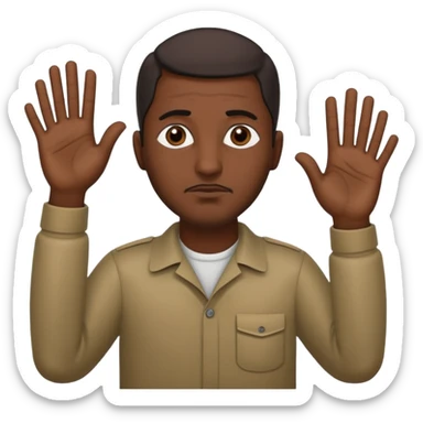 surrenders, depict an Iraqi with a sad face and raised hands sticker