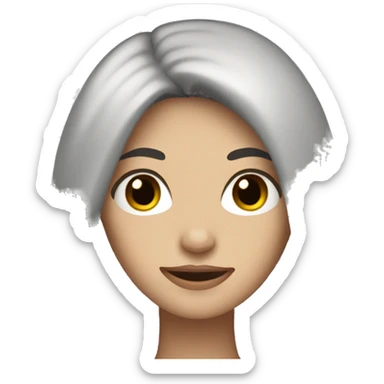 White woman with long black hair and black and brown eyes. sticker