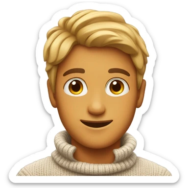 smiling in cozy turtleneck sticker