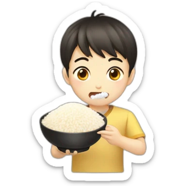 japanese boy eating rice sticker