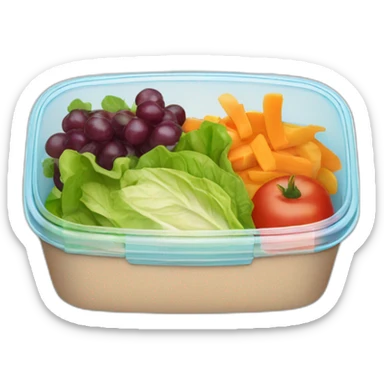 plastic lunchbox of salad sticker