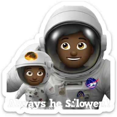 earth with astronaut looking at it and another astronaut behind him pointing at him behind his back "always has been" meme sticker