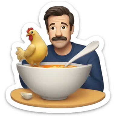 Ted lasso eating chicken soup  sticker