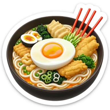 Udon 3d estetik with many delicious toppings sticker