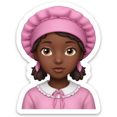 Black girl with pink bonnet teen sticker