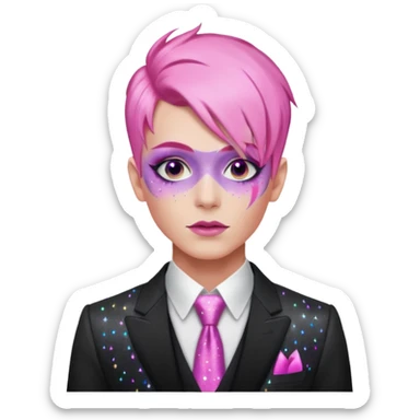 pink hair drag king fabulous makeup with glitter sticker