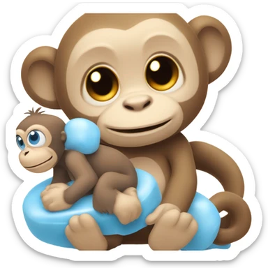 Light brown body, light blue eyes, baby monkey, jellycat stuffed animal sticker