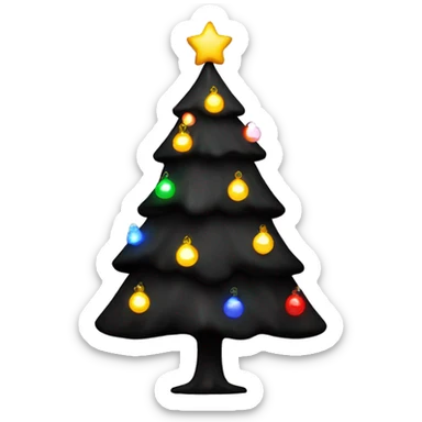 black christmas tree with lights sticker