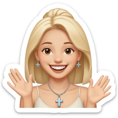 Hand cross around neck while laughing girl sticker