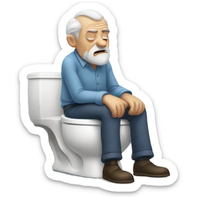 sleepy old man sitting on the toilet  sticker