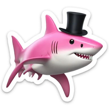 pink Shark with a top hat sticker