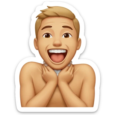 Person laughing while choking themself sticker