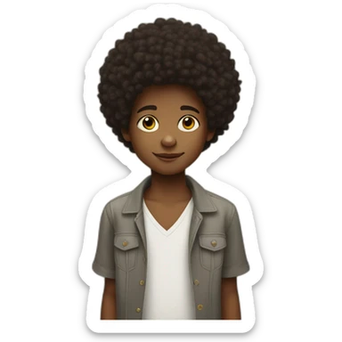 ethiopian kid with afro hair style not big hair, not much of average black kid but fairly white sticker