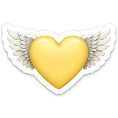 Yellow heart with white wings sticker