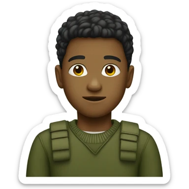 boy wear a crewneck green army  sticker