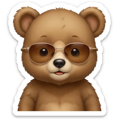 The face of a cute baby bear with sunglasses (thin cheeks, not much hair) sticker