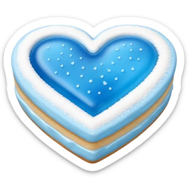 Realistic shortbread cookie in the shape of a heart with Carolina Blue color jelly middle filling and sprinkled powder sugar on top. sticker