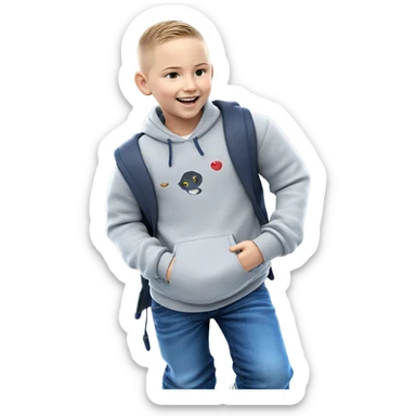 smiling boy outdoors in jeans sticker