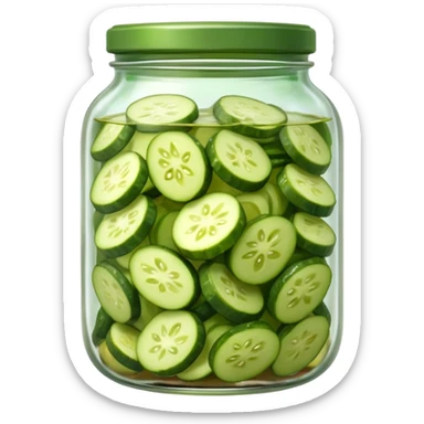 glass jar with sliced pickles in brine sticker