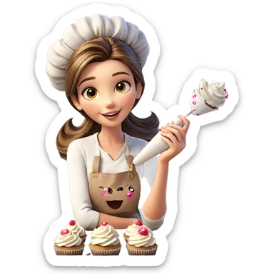 smiling girl with cupcakes sticker